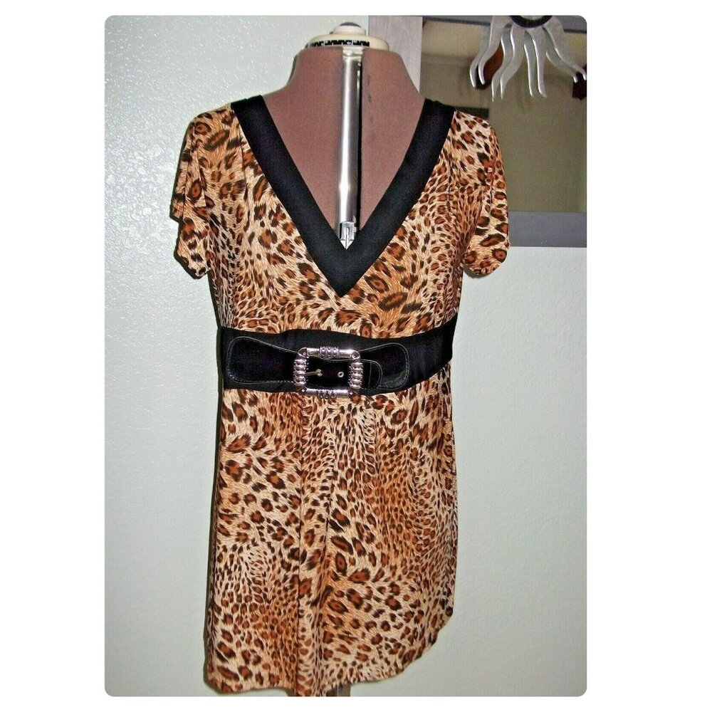 Takoni Womens Plus Size 2X Animal Cheetah Leopard Print Blouse Top